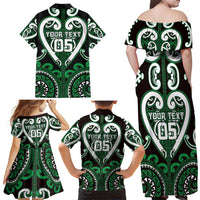 Custom Aotearoa Ngai Tahu Family Matching Off Shoulder Maxi Dress and Hawaiian Shirt Maori Tribal Pattern