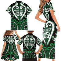 Custom Aotearoa Ngai Tahu Family Matching Short Sleeve Bodycon Dress and Hawaiian Shirt Maori Tribal Pattern LT05 - Polynesian Pride