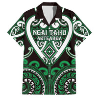 Custom Aotearoa Ngai Tahu Family Matching Short Sleeve Bodycon Dress and Hawaiian Shirt Maori Tribal Pattern LT05 Dad's Shirt - Short Sleeve Green - Polynesian Pride