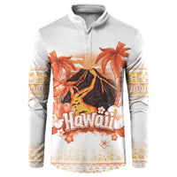 Hawaiian Volcano Lava Flow Button Sweatshirt With Hawaiian Tapa Pattern