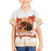 Hawaiian Volcano Lava Flow Family Matching Off The Shoulder Long Sleeve Dress and Hawaiian Shirt With Hawaiian Tapa Pattern LT05 Son's Shirt Orange - Polynesian Pride