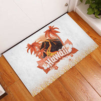 Hawaiian Volcano Lava Flow Rubber Doormat With Hawaiian Tapa Pattern