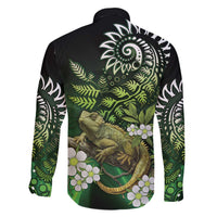 Aotearoa New Zealand Tuatara Family Matching Off Shoulder Short Dress and Hawaiian Shirt Maori Koru Art LT05 - Polynesian Pride