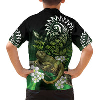 Aotearoa New Zealand Tuatara Family Matching Puletasi and Hawaiian Shirt Maori Koru Art LT05 - Polynesian Pride