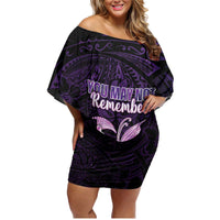 Personalised Alzheimer's Awareness Family Matching Off Shoulder Short Dress and Hawaiian Shirt You May Not Remember But I Will Never Forget LT05 Mom's Dress Purple - Polynesian Pride