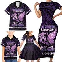 Personalised Alzheimer's Awareness Family Matching Short Sleeve Bodycon Dress and Hawaiian Shirt You May Not Remember But I Will Never Forget LT05 - Polynesian Pride