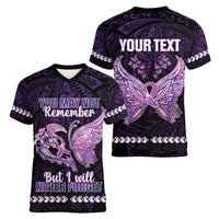 Personalised Alzheimer's Awareness Women V-Neck T-Shirt You May Not Remember But I Will Never Forget