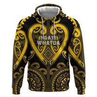 Custom Aotearoa Ngati Whatua Zip Hoodie Maori Tribal Pattern LT05 Pullover Hoodie Yellow - Polynesian Pride
