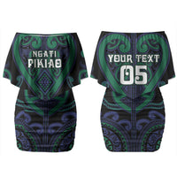 Custom Aotearoa Ngati Pikiao Couples Matching Off Shoulder Short Dress and Long Sleeve Button Shirt Maori Tribal Pattern LT05 - Polynesian Pride