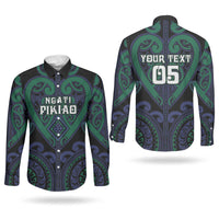 Custom Aotearoa Ngati Pikiao Couples Matching Off The Shoulder Long Sleeve Dress and Long Sleeve Button Shirt Maori Tribal Pattern LT05 - Polynesian Pride