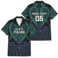 Custom Aotearoa Ngati Pikiao Family Matching Puletasi and Hawaiian Shirt Maori Tribal Pattern LT05 Dad's Shirt - Short Sleeve Green - Polynesian Pride