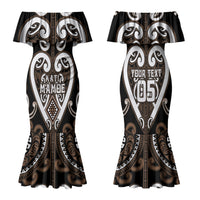 Custom Aotearoa Kati Mamoe Family Matching Mermaid Dress and Hawaiian Shirt Maori Tribal Pattern LT05 Mom's Dress Brown - Polynesian Pride