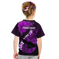 Personalized Hawaii Maui Kid T Shirt Polynesian Fish Hook Hibiscus Purple Version LT05 - Polynesian Pride