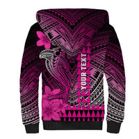 Personalized Hawaii Sherpa Hoodie Hammerhead Shark Kakau Polynesian Tribal Pink LT05 - Polynesian Pride