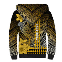 Personalized Hawaii Sherpa Hoodie Hammerhead Shark Kakau Polynesian Tribal Gold LT05 - Polynesian Pride