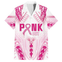 Breast Cancer Pink Out Family Matching Off Shoulder Maxi Dress and Hawaiian Shirt Polynesian Art Tattoo White Version LT05 Dad's Shirt - Short Sleeve White - Polynesian Pride
