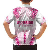 Breast Cancer Pink Out Family Matching Puletasi and Hawaiian Shirt Polynesian Art Tattoo White Version LT05 - Polynesian Pride