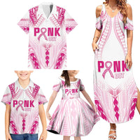 Breast Cancer Pink Out Family Matching Summer Maxi Dress and Hawaiian Shirt Polynesian Art Tattoo White Version LT05 - Polynesian Pride