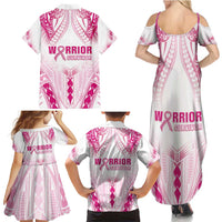 Breast Cancer Pink Out Family Matching Summer Maxi Dress and Hawaiian Shirt Polynesian Art Tattoo White Version LT05 - Polynesian Pride