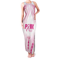 Breast Cancer Pink Out Family Matching Tank Maxi Dress and Hawaiian Shirt Polynesian Art Tattoo White Version LT05 Mom's Dress White - Polynesian Pride