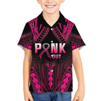 Breast Cancer Pink Out Family Matching Long Sleeve Bodycon Dress and Hawaiian Shirt Polynesian Art Tattoo Black Version LT05 Son's Shirt Black - Polynesian Pride