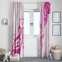 Breast Cancer Awareness Window Curtain Ribbon Polynesian Pattern White Version