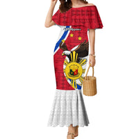 Personalized Philippines Mermaid Dress The Eight-Rayed Sun Bald Eagle Polynesian Pattern LT05 Women Red - Polynesian Pride