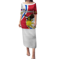 Personalized Philippines Puletasi The Eight-Rayed Sun Bald Eagle Polynesian Pattern LT05 Long Dress Red - Polynesian Pride