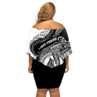 Go Fishing Off Shoulder Short Dress Polynesian Pattern LT05 - Polynesian Pride