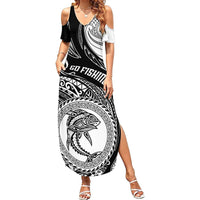 Go Fishing Summer Maxi Dress Polynesian Pattern LT05 Women Black - Polynesian Pride