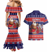 Samoa Christmas Couples Matching Mermaid Dress and Hawaiian Shirt Samoan Santa Claus Manuia Le Kerisimasi LT05 - Polynesian Pride