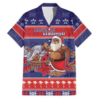 Samoa Christmas Family Matching Mermaid Dress and Hawaiian Shirt Samoan Santa Claus Manuia Le Kerisimasi LT05 Dad's Shirt - Short Sleeve Blue - Polynesian Pride