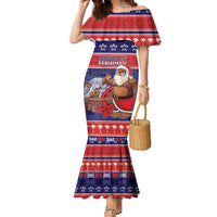 Samoa Christmas Family Matching Mermaid Dress and Hawaiian Shirt Samoan Santa Claus Manuia Le Kerisimasi LT05 Mom's Dress Blue - Polynesian Pride