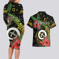 Love Vanuatu Christmas Couples Matching Long Sleeve Bodycon Dress and Hawaiian Shirt God Yumi Polynesian Tribal Pattern LT05 - Polynesian Pride