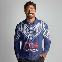 Super Toa Samoa Rugby Custom Long Sleeve Polo Shirt Warrior Spirit LT05