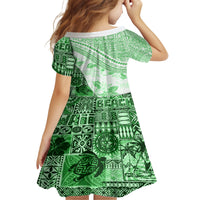 Hawaiian Tapa Family Matching Off Shoulder Short Dress and Hawaiian Shirt Traditional Vintage Pattern Green LT05 - Polynesian Pride