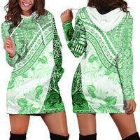 Hawaiian Tapa Hoodie Dress Traditional Vintage Pattern Green LT05 - Polynesian Pride