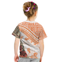 Hawaiian Tapa Kid T Shirt Traditional Vintage Pattern Orange LT05 - Polynesian Pride