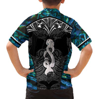 New Zealand Aotearoa Family Matching Off The Shoulder Long Sleeve Dress and Hawaiian Shirt Maori Taniwha Paua Shell LT05 - Polynesian Pride