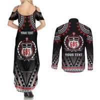 Personalised Samoa Black Saturday Couples Matching Summer Maxi Dress and Long Sleeve Button Shirt Samoa For Samoans