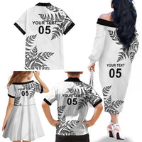 Custom New Zealand Football Family Matching Off The Shoulder Long Sleeve Dress and Hawaiian Shirt Aotearoa Pride LT05 - Polynesian Pride
