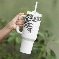 Custom New Zealand Football Tumbler With Handle Aotearoa Pride - Polynesian Pride