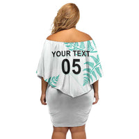 Custom New Zealand Football Family Matching Off Shoulder Short Dress and Hawaiian Shirt Aotearoa Pride Aqua Version LT05 - Polynesian Pride