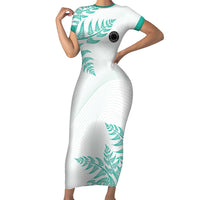 Custom New Zealand Football Family Matching Short Sleeve Bodycon Dress and Hawaiian Shirt Aotearoa Pride Aqua Version LT05 Mom's Dress Aqua - Polynesian Pride