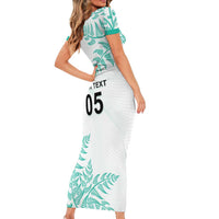 Custom New Zealand Football Family Matching Short Sleeve Bodycon Dress and Hawaiian Shirt Aotearoa Pride Aqua Version LT05 - Polynesian Pride