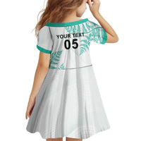Custom New Zealand Football Kid Short Sleeve Dress Aotearoa Pride Aqua Version - Polynesian Pride
