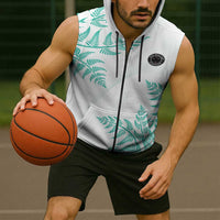 Custom New Zealand Football Sleeveless Zip Hoodie Aotearoa Pride Aqua Version - Polynesian Pride