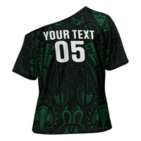 Custom New Zealand Fishing Cross Shoulder Shirt Maori Tribal Pattern - Polynesian Pride