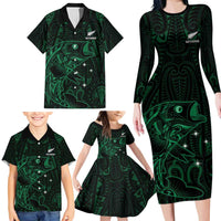 Custom New Zealand Fishing Family Matching Long Sleeve Bodycon Dress and Hawaiian Shirt Maori Tribal Pattern LT05 - Polynesian Pride