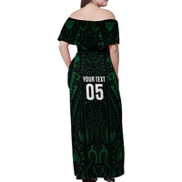 Custom New Zealand Fishing Family Matching Off Shoulder Maxi Dress and Hawaiian Shirt Maori Tribal Pattern LT05 - Polynesian Pride